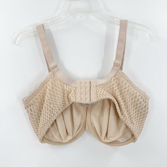 Wacoal Tan Scallop Lace Trim Ultimate Side Smoother Underwire Bra Size 40DDD - Picture 3 of 9